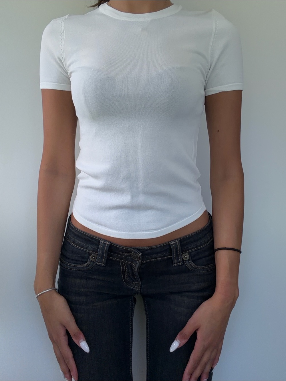 Zara Classic White Short-Sleeve Crewneck Top - White